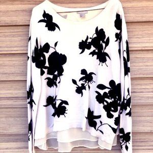 Floral Blouse_White & Black_H&M_Large